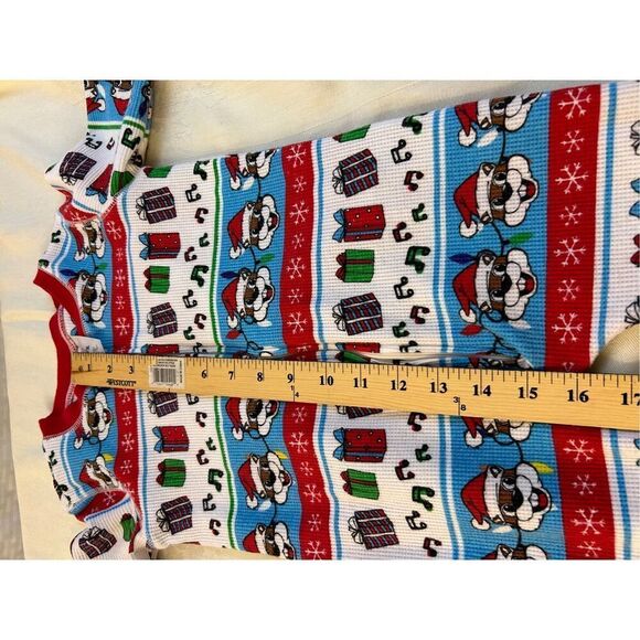 Buccee Christmas thermal pajamas size 4t buttons red green - Picture 8 of 9